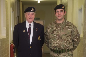 Former Isle of Man based Royal Artillery soldier William Kneale, 83, and current Royal Artillery soldier Gunner Gareth Young, 33.