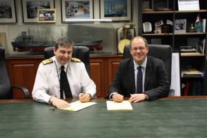 Vice Admiral Jonathon Woodcock signs Corporate Covenant with the Managing Director of Cammell Lairds Mr Linton Roberts